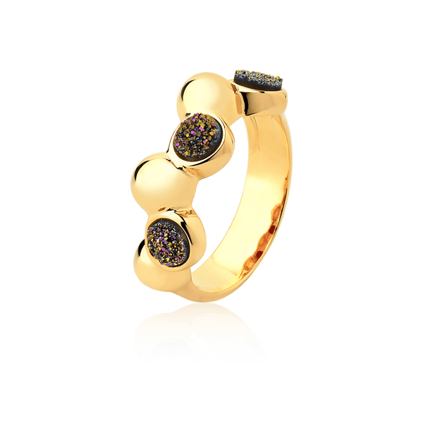 Aliança Ball - Drusa Multicolorida — Ouro 18K | Aimer Joias | semijoia feminina pedra natural