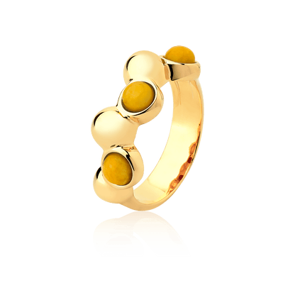 Aliança Ball - Feldspato Amarelo — Ouro 18K | Aimer Joias | semijoia feminina pedra natural