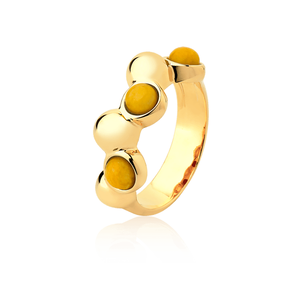 Aliança Ball - Feldspato Amarelo — Ouro 18K | Aimer Joias | semijoia feminina pedra natural