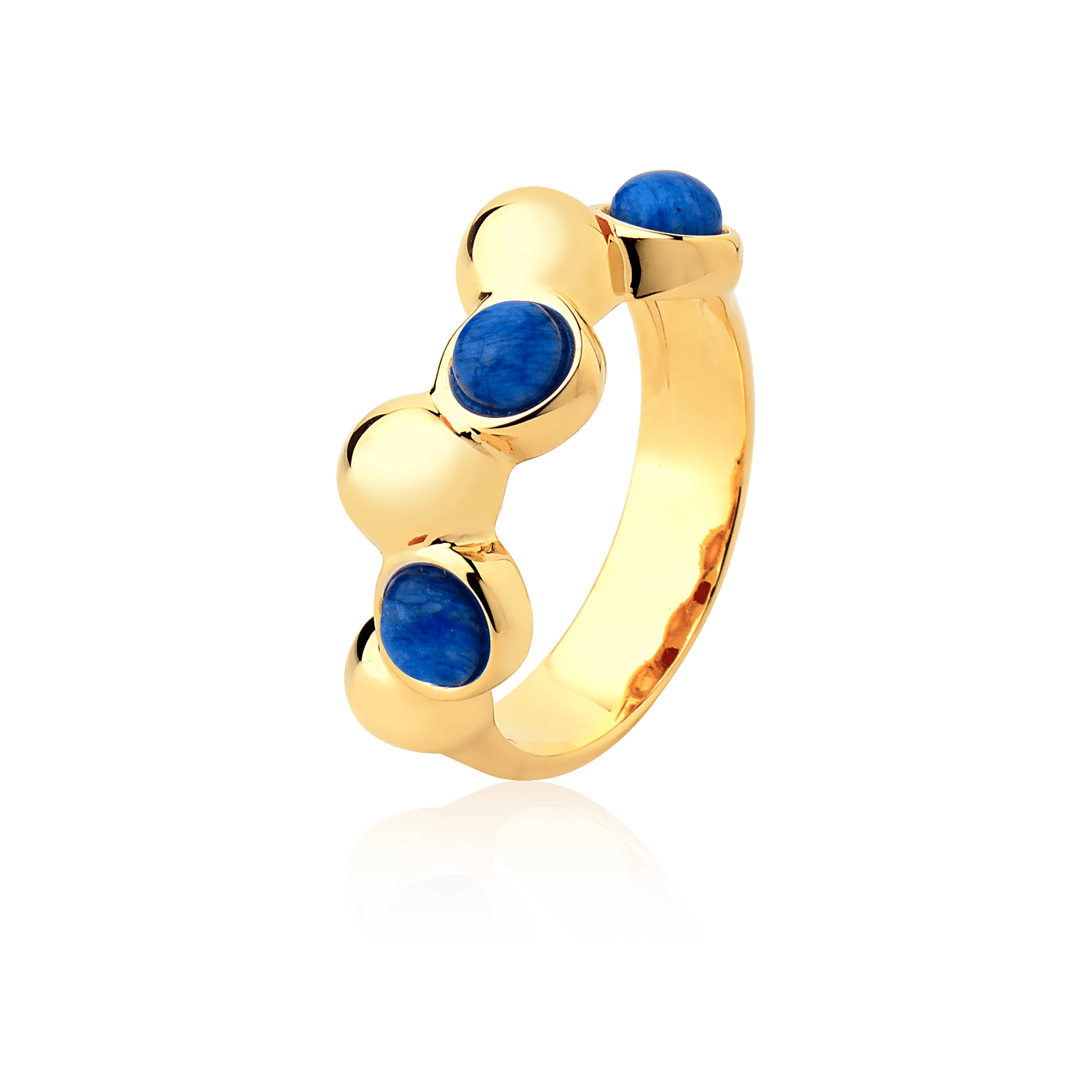 Aliança Ball - Feldspato Azul Anil — Ouro 18K | Aimer Joias | semijoia feminina pedra natural
