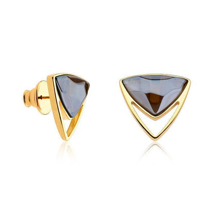 Brinco Equilíbrio - Quartzo Fumê lateral — Ouro 18K | Aimer Joias | brinco semijoia