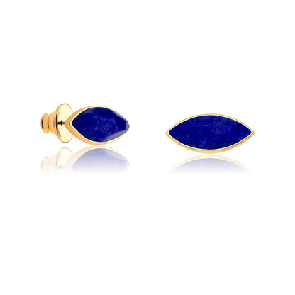 Brinco Pétala - Feldspato Azul Anil — Ouro 18K | Aimer Joias | semijoia feminina pedra natural