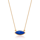 Colar Pétala - Feldspato Azul Anil — Ouro 18K | Aimer Joias | semijoia feminina pedra natural