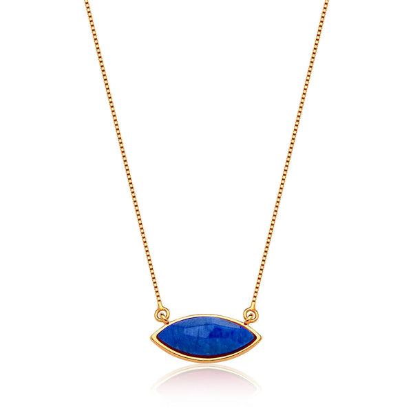Colar Pétala - Feldspato Azul Anil — Ouro 18K | Aimer Joias | semijoia feminina pedra natural