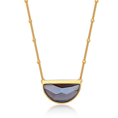 Colar Escudo - Quartzo Fumê — Ouro 18K | Aimer Joias | semijoia feminina pedra natural