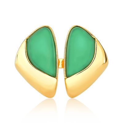 Anel Ailes Ágata Verde — Banho Ouro 18k | Aimer Joias — ângulo 2