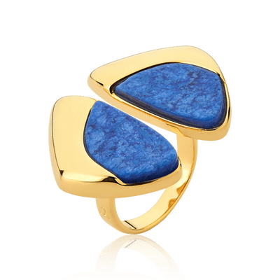 Anel Ailes Feldspato Azul Anil — Ouro 18k | Aimer Joias — ângulo 1