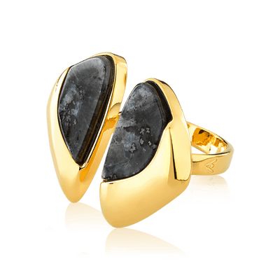 Anel Ailes Labradorita — Banho Ouro 18k | Aimer Joias — ângulo 2