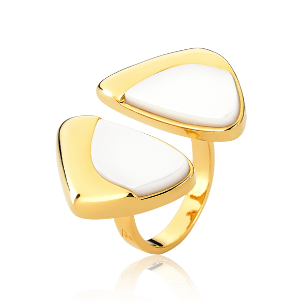 Anel Ailes Porcelana Branca — Ouro 18k | Aimer Joias