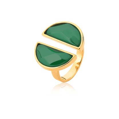 Anel Arco - Ágata Verde Semijoias de luxo e design exclusivo