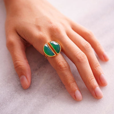 Anel Arco - Ágata Verde — ângulo 2