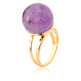 Anel Ball com Ametista em Banho de Ouro 18K - AIMER JOIAS
