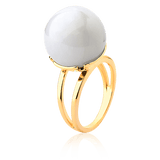 Anel Ball com Dolomita Branca em Banho de Ouro 18K - AIMER JOIAS