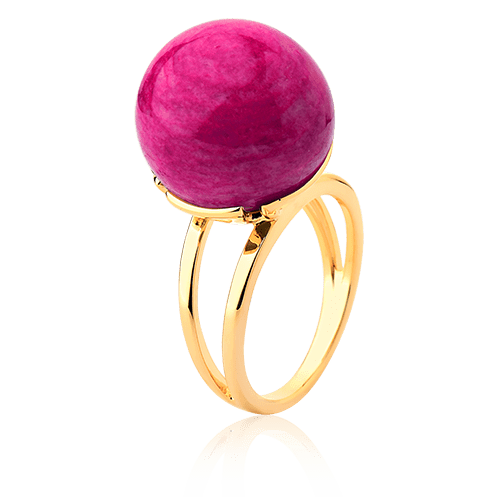 Anel Ball - Feldspato Rosa Pink Semijoias de luxo e design exclusivo