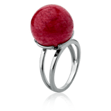 Anel Ball com Feldspato Vermelho em Banho de Ródio Negro - AIMER JOIAS