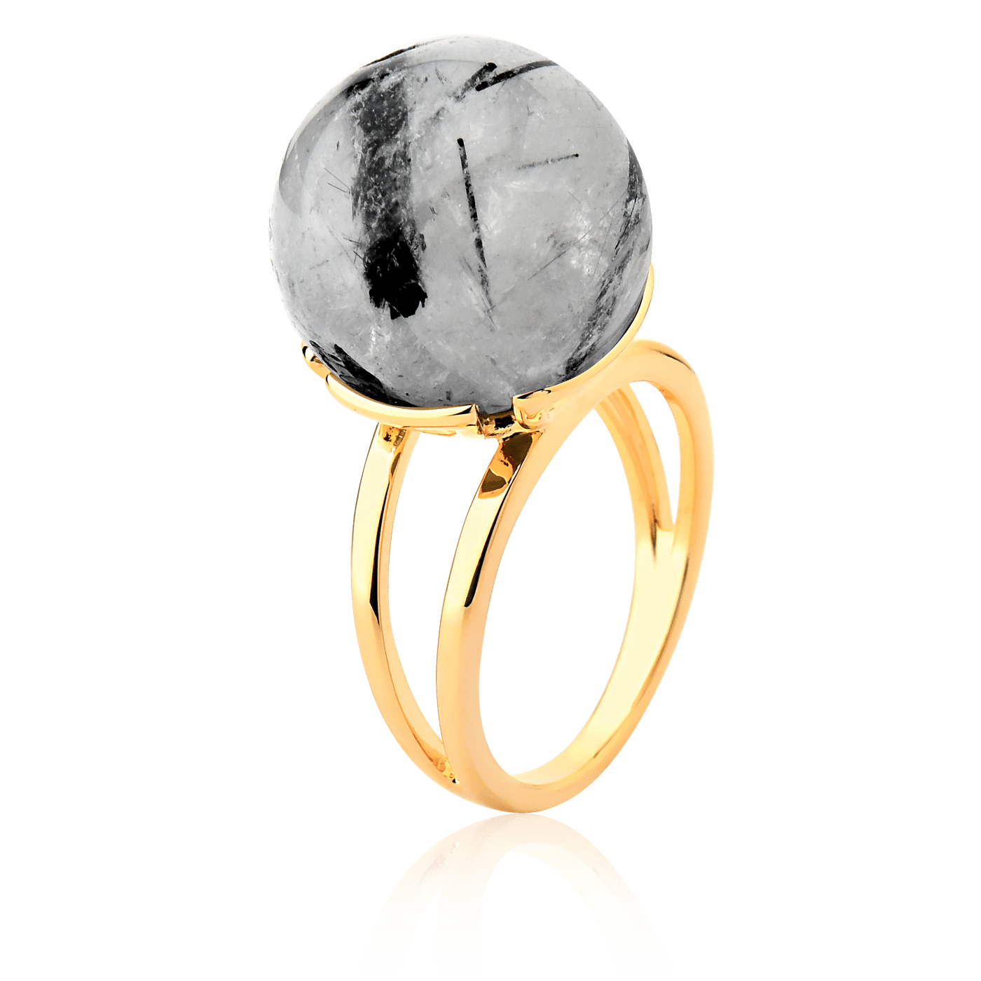Anel Ball - Quartzo Rutilo Grafite Semijoias de luxo e design exclusivo