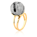 Anel Ball - Quartzo Rutilo Grafite Semijoias de luxo e design exclusivo