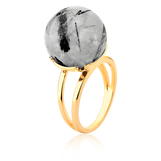 Anel Ball - Quartzo Rutilo Grafite Semijoias de luxo e design exclusivo