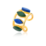 Anel Bem Me Quer - Feldspato Azul Anil/ Ágata Verde Semijoias de luxo e design exclusivo