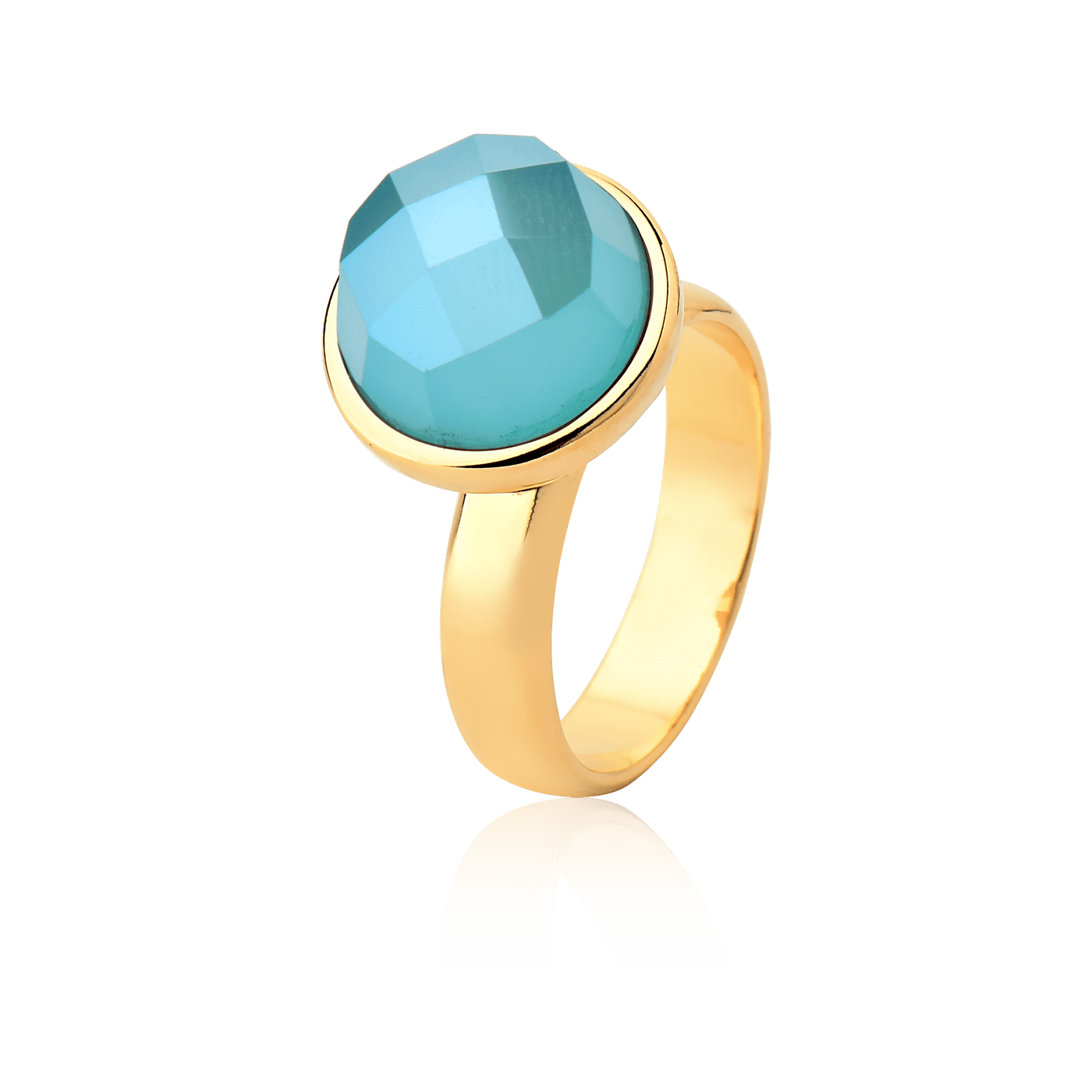 Anel Classic - Ágata Azul Céu — Ouro 18K | Aimer Joias | semijoia feminina pedra natural