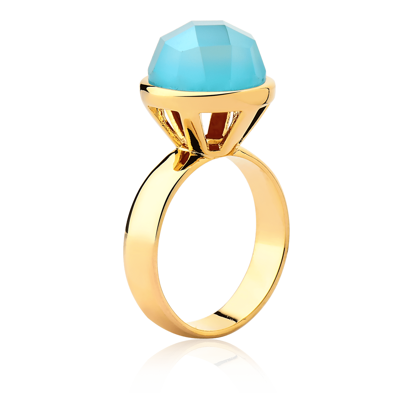 Anel Classic - Ágata Azul Céu detalhe — Ouro 18K | Aimer Joias | anel semijoia pedra natural