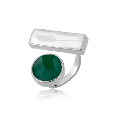 Anel Convicta - Ágata Verde e Porcelana — ângulo 1