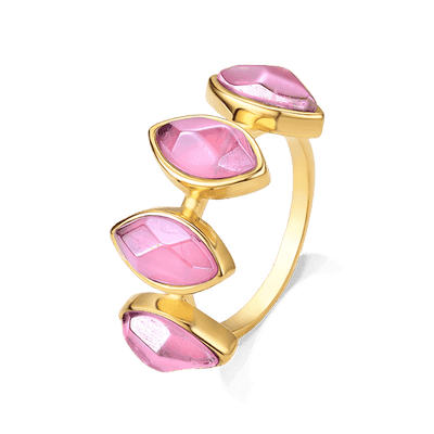 Anel Dália - Quartzo Rosa — ângulo 1