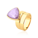 Anel Equilíbrio com Ametista em banho ouro 18k | Anel feminino coleção L'harmonie Aimer Joias
