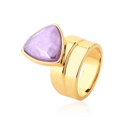 Anel Equilíbrio com Ametista em banho ouro 18k | Anel feminino coleção L'harmonie Aimer Joias