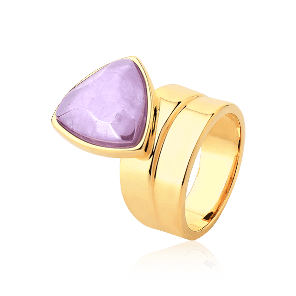 Anel Equilíbrio com Ametista em banho ouro 18k | Anel feminino coleção L'harmonie Aimer Joias