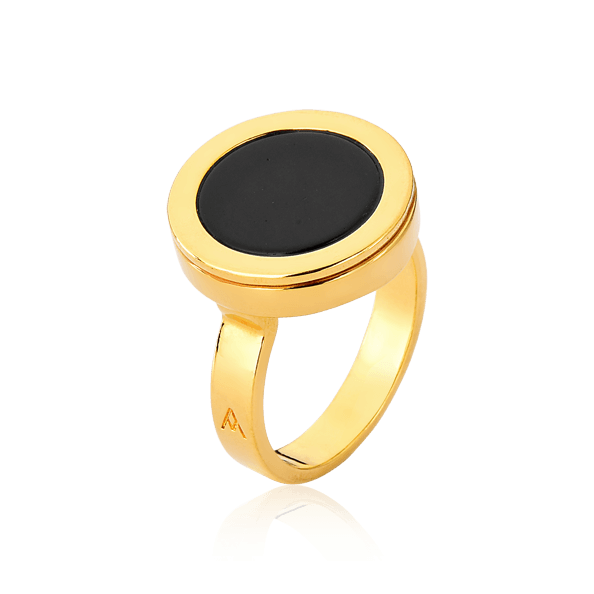 Anel Eterno - Obsidiana Negra Semijoias de luxo e design exclusivo