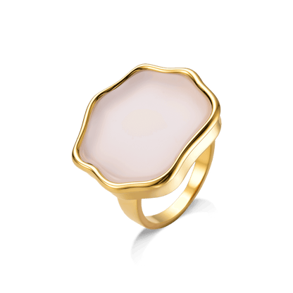Anel Iduna - Ágata Branca Semijoias de luxo e design exclusivo