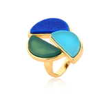 Anel Impacto - Ágata Azul Céu/Ágata Verde/Azul Anil Semijoias de luxo e design exclusivo