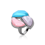 Anel Impacto - Ágata Azul Céu/Quartzo Rosa/Ametista Semijoias de luxo e design exclusivo