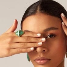 Anel Kahina - Aventurina & Esmaltação Azul — ângulo 2