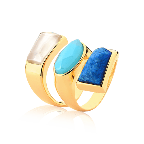 Anel Kalanchoe -  Azul Anil/Azul Céu/Quartzo Leitoso