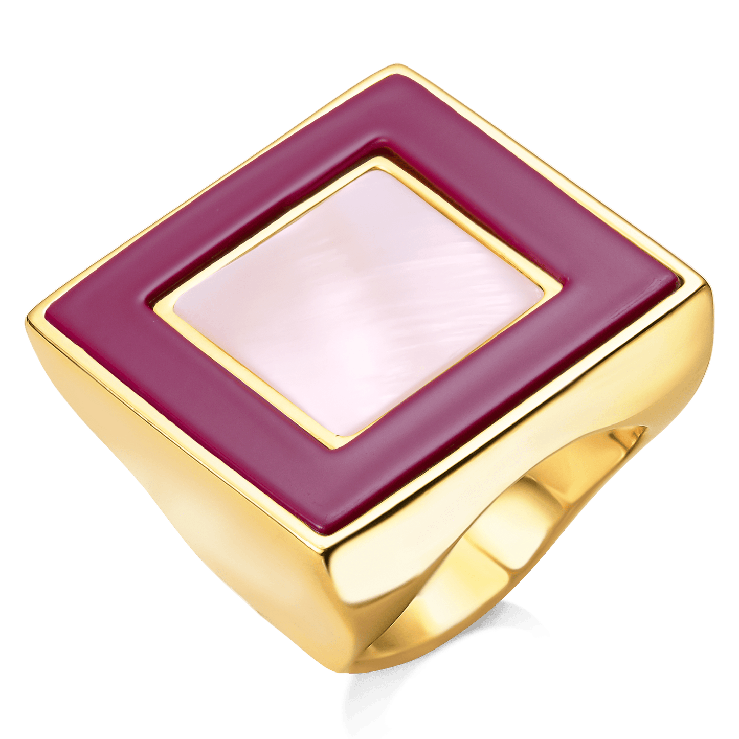 Anel Poder - Madreperola esmaltação marsala Semijoias de luxo e design exclusivo