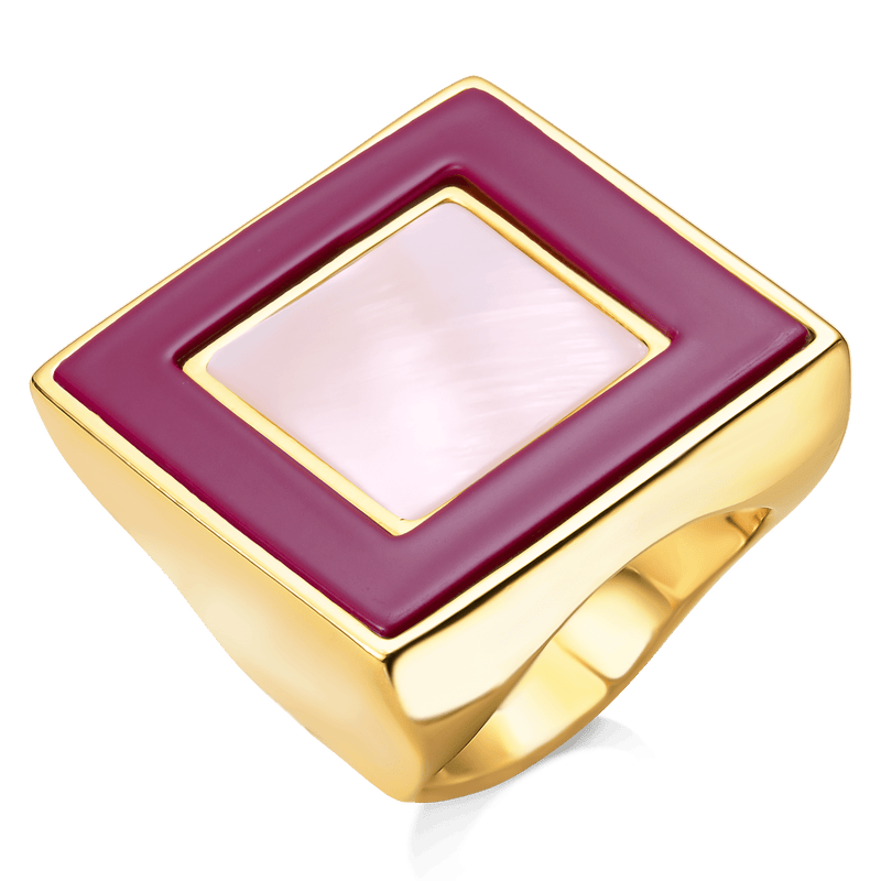 Anel Poder - Madreperola esmaltação marsala