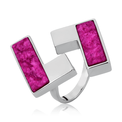 Anel Simetria - Feldspato Rosa Pink — ângulo 1