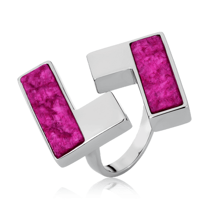Anel Simetria - Feldspato Rosa Pink Semijoias de luxo e design exclusivo