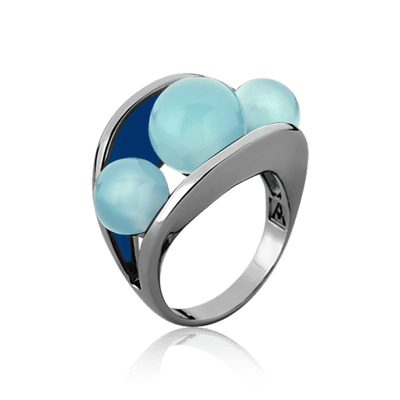Anel Sublime - Esmaltado Azul Anil/Ágata Azul Céu — ângulo 1