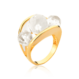 Anel Sublime - Esmaltado Branco/Cristal de Rocha Semijoias de luxo e design exclusivo