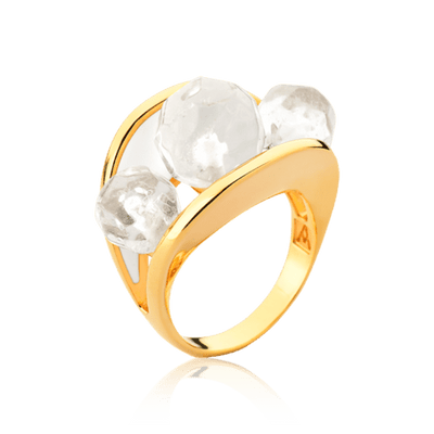 Anel Sublime - Esmaltado Branco/Cristal de Rocha — ângulo 1