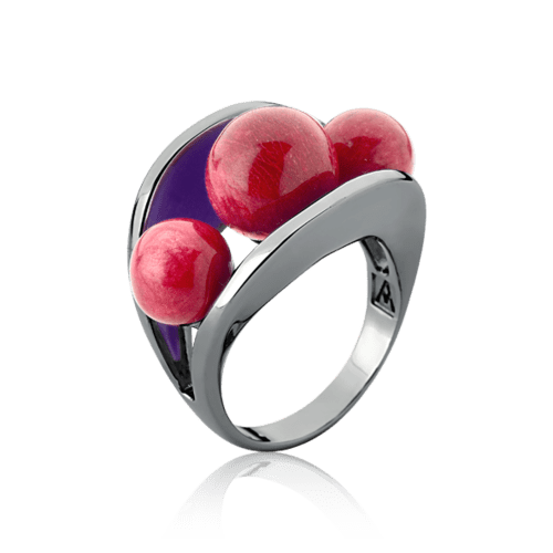 Anel Sublime - Esmaltado Roxo/Feldspato Vermelho