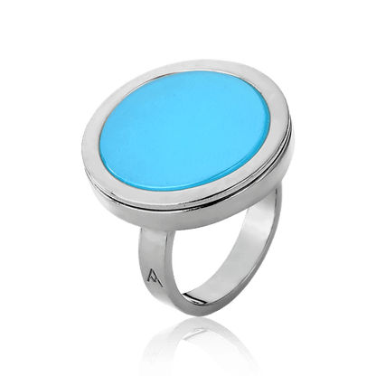 Anel Único - Ágata Azul Céu Semijoias de luxo e design exclusivo