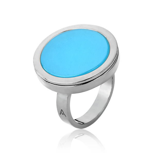 Anel Único - Ágata Azul Céu Semijoias de luxo e design exclusivo