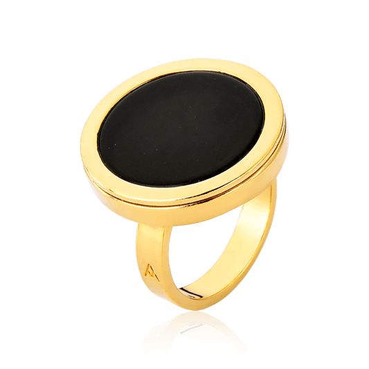 Anel Único - Obsidiana Negra Semijoias de luxo e design exclusivo