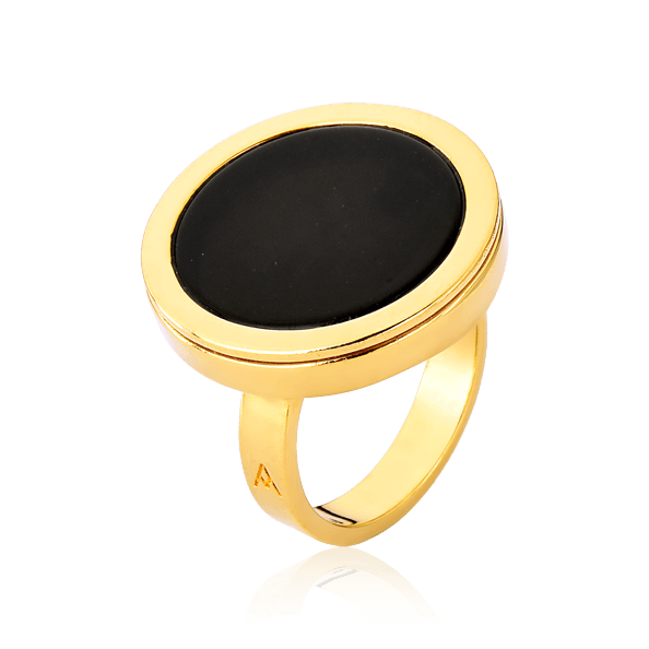 Anel Único - Obsidiana Negra Semijoias de luxo e design exclusivo