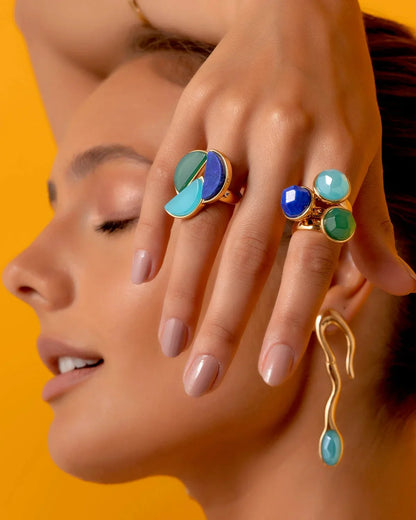 Anel Classic - Ágata Azul Céu