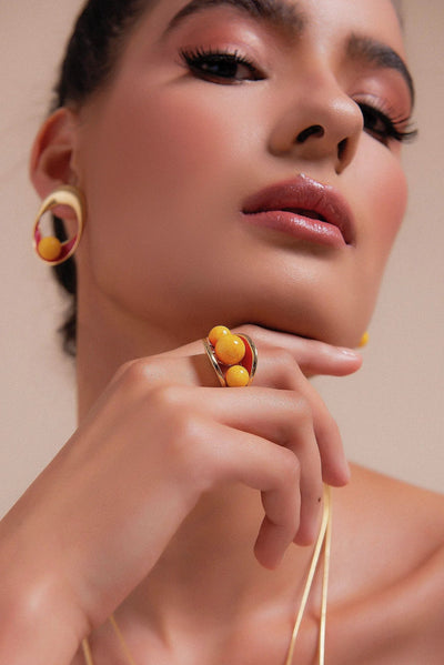 Anel Sublime - Esmaltado Vermelho/Amarelo — ângulo 2